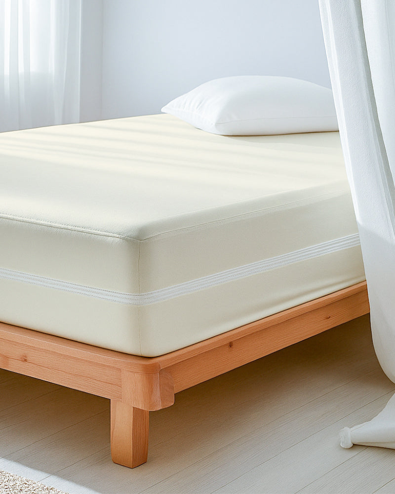 PureGuard ZipFit –  1 Piece Zipper Closure Fitted Sheet - Ivory