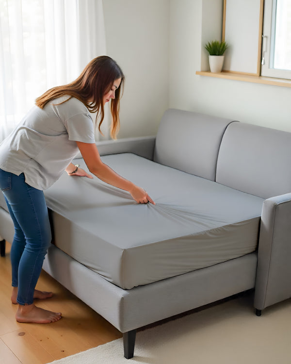 SmartSleep 1 Piece Deep Pocket Fitted Sheet for Convertible Sofa Beds - Light Gray