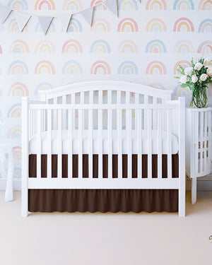 Microfiber Ruffled Crib Bed Skirt with Split Corners- Chocolate-baby bedding-Shreem Linen-Slumber Sphere