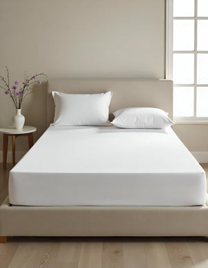 SleepNest 3 Piece Brushed Microfiber Fitted Sheet Set- White-Bed Sheet-Shreem Linen-Slumber Sphere
