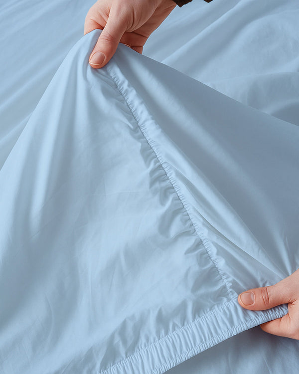 Oceanbreeze Premium Cotton 4 Piece Sheets Set for Waterbeds - Light Blue
