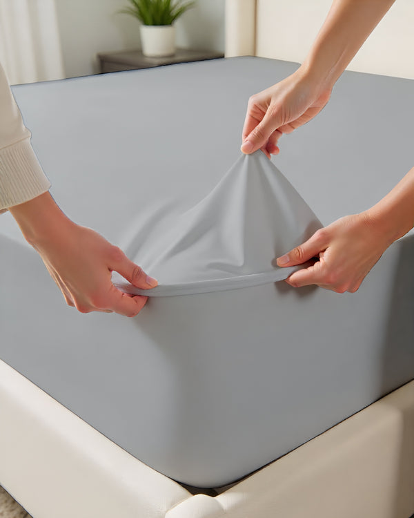 Cloud Soft Classic –  Single Fitted Sheet for Everyday Luxury - Light Gray