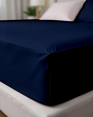 Royal Dreams, Extra Deep 4 Piece Cotton Sheet Set- Navy Blue