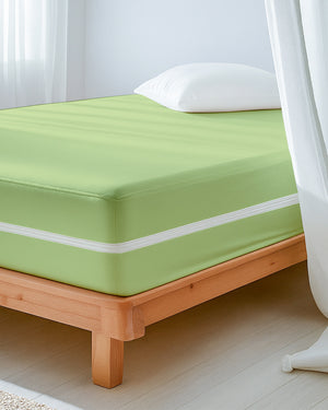 PureGuard ZipFit –  1 Piece Zipper Closure Fitted Sheet - Sage