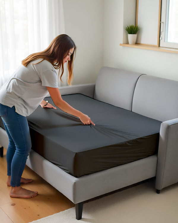 SmartSleep 1 Piece Deep Pocket Fitted Sheet for Convertible Sofa Beds - Dark Gray