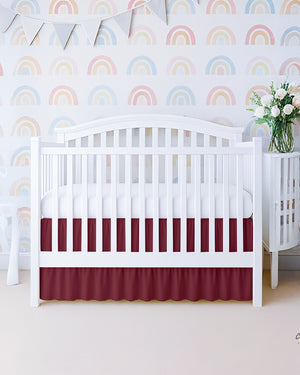 Microfiber Ruffled Crib Bed Skirt with Split Corners- Burgundy-baby bedding-Shreem Linen-Slumber Sphere