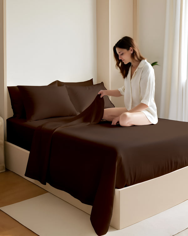 FoldEase Murphy Bed 4 Piece Sheet Set- Chocolate