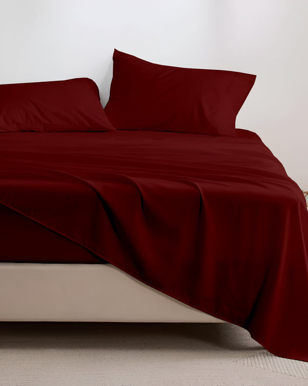 Crescendo Giza Cotton 4 Piece Sheet Set - Burgundy