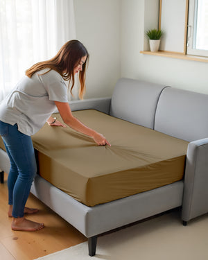 SmartSleep 1 Piece Deep Pocket Fitted Sheet for Convertible Sofa Beds - Taupe