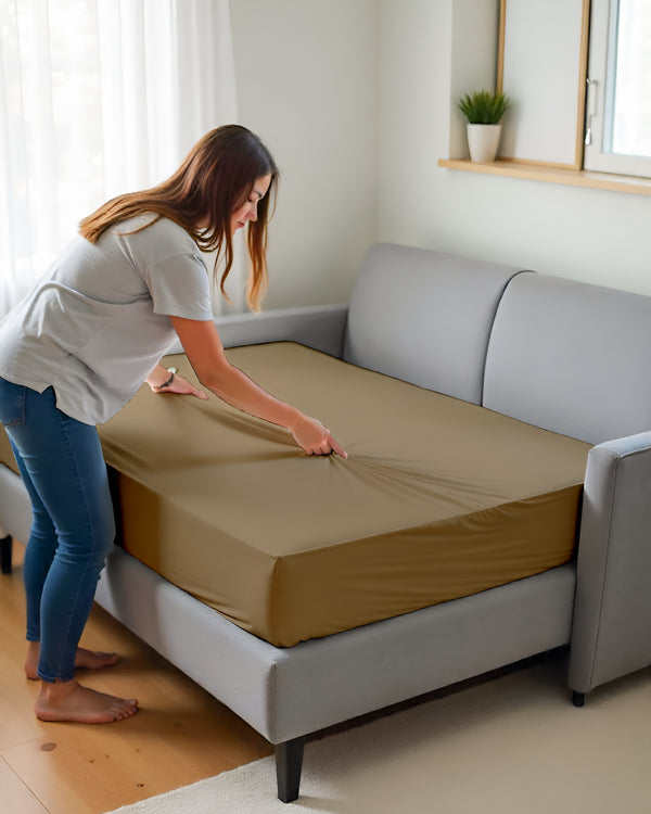 SmartSleep 1 Piece Deep Pocket Fitted Sheet for Convertible Sofa Beds - Taupe