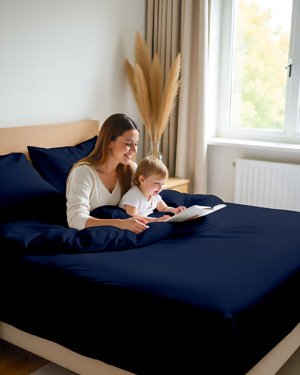Giza Grace – Classic 1 Piece Fitted Sheet- Navy Blue