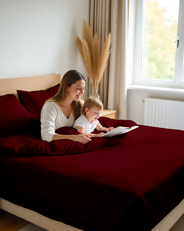 Giza Grace – Classic 1 Piece Fitted Sheet- Burgundy