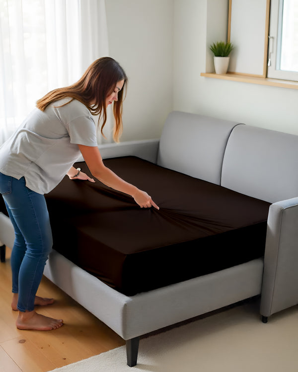 SmartSleep 1 Piece Deep Pocket Fitted Sheet for Convertible Sofa Beds - Chocolate