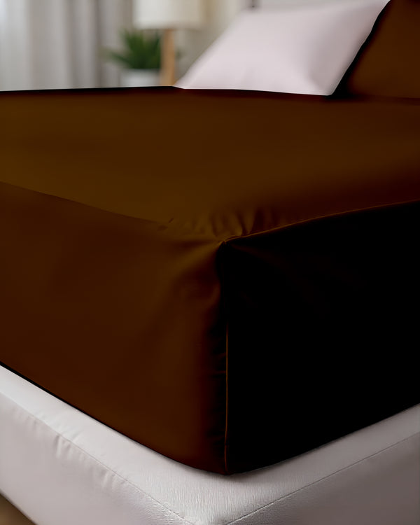 Royal Dreams, Extra Deep 4 Piece Cotton Sheet Set- Chocolate