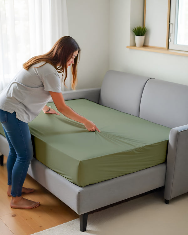 SmartSleep 1 Piece Deep Pocket Fitted Sheet for Convertible Sofa Beds - Sage