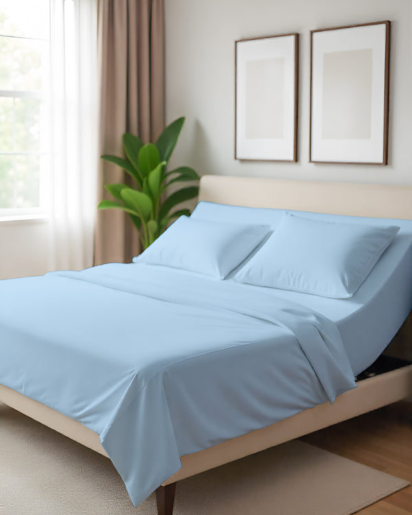 Serenity Split –  Premium Cotton 4 Piece Split Head Sheet Set- Light Blue