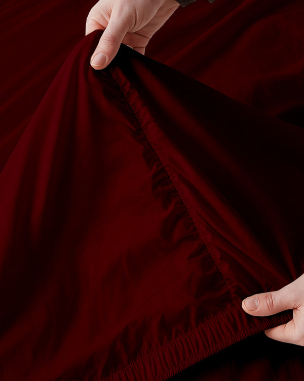 Oceanbreeze Premium Cotton 4 Piece Sheets Set for Waterbeds - Burgundy
