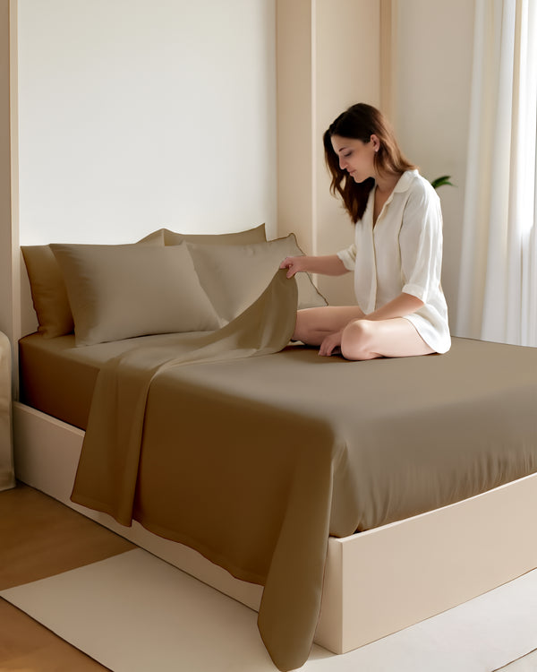 FoldEase Murphy Bed 4 Piece Sheet Set- Taupe