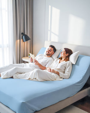 Premium 1 Piece Fitted Sheet with Top Split for Adjustable Beds - Light Blue