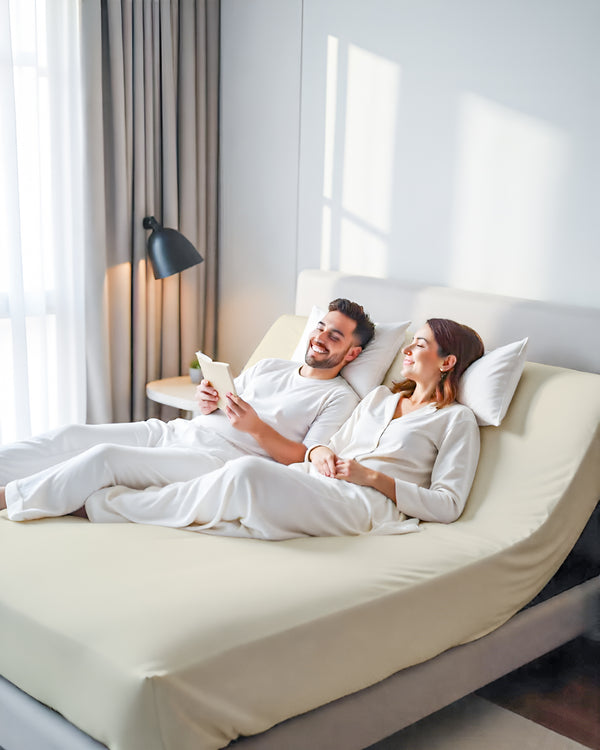 Premium 1 Piece Fitted Sheet with Top Split for Adjustable Beds - Ivory