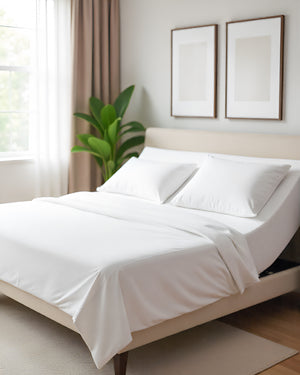 Serenity Split –  Premium Cotton 4 Piece Split Head Sheet Set- White