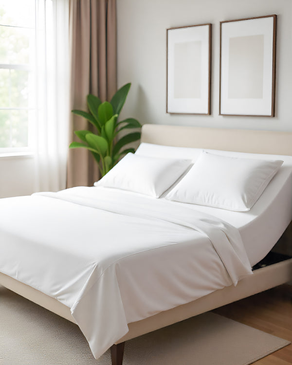 Serenity Split –  Premium Cotton 4 Piece Split Head Sheet Set- White