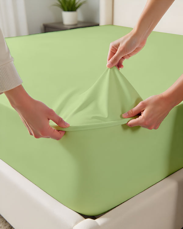 Cloud Soft Classic –  Single Fitted Sheet for Everyday Luxury - Sage