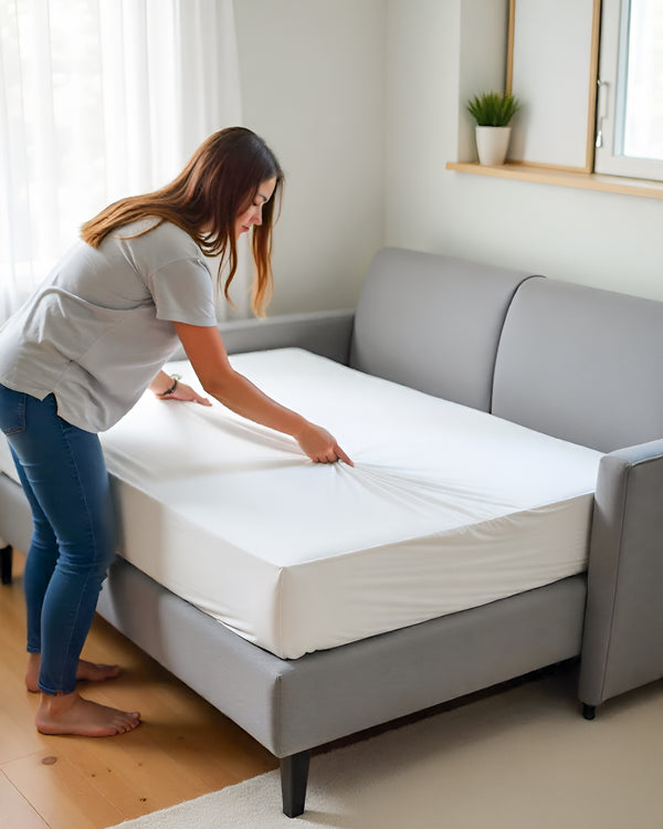 SmartSleep 1 Piece Deep Pocket Fitted Sheet for Convertible Sofa Beds - White