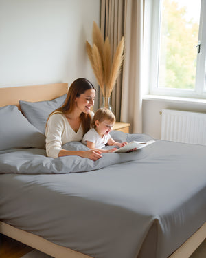 Giza Grace – Classic 1 Piece Fitted Sheet- Light Gray