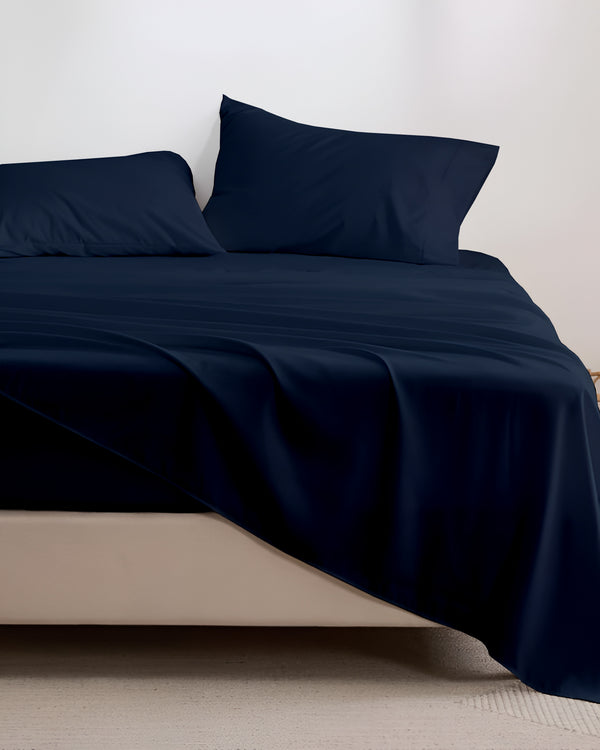 Crescendo Giza Cotton 4 Piece Sheet Set - Navy Blue