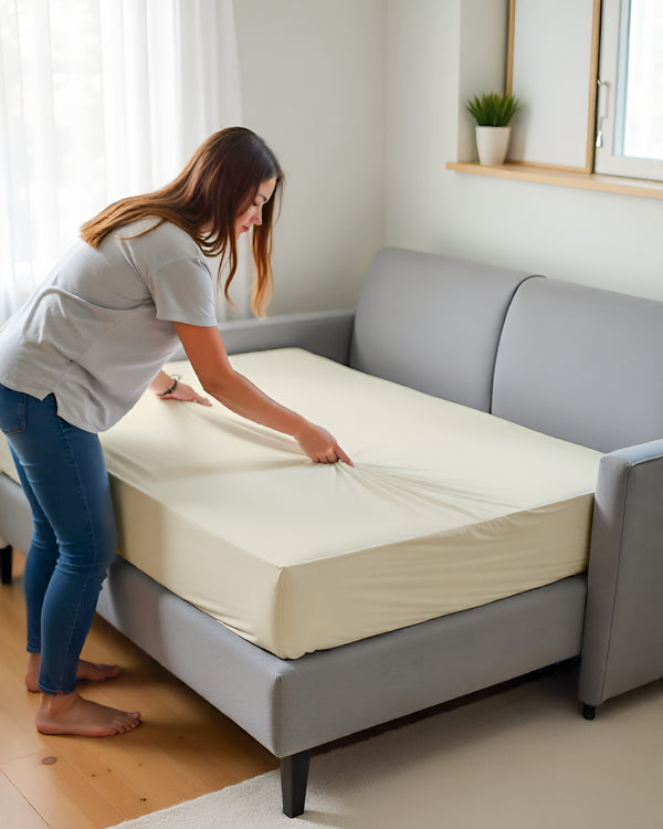 SmartSleep 1 Piece Deep Pocket Fitted Sheet for Convertible Sofa Beds - Ivory