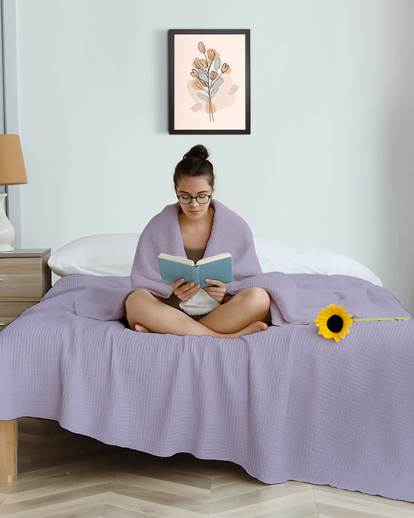 Havenweave Tencel 1 Piece Waffle Coverlet - Pastel Purple-Bed Layers-Cottington Lane-Slumber Sphere