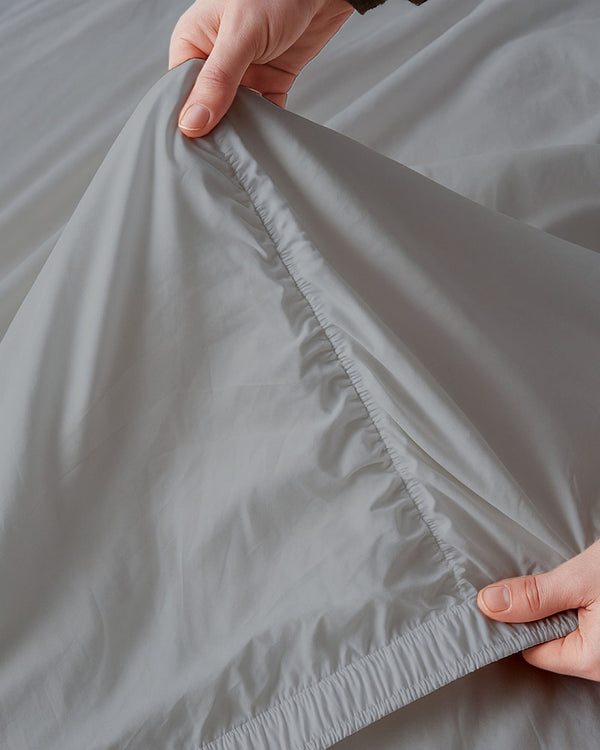 Oceanbreeze Premium Cotton 4 Piece Sheets Set for Waterbeds - Light Gray