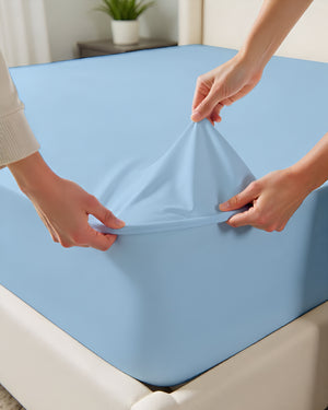 Cloud Soft Classic –  Single Fitted Sheet for Everyday Luxury - Light Blue