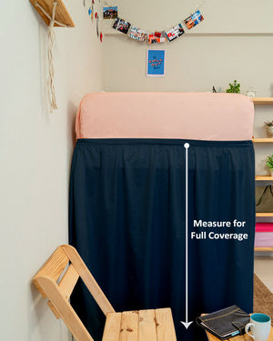 Flowyfrills– Microfiber Gathered Bed Skirt for Dorms - Navy Blue-Bed Skirts-Shreem Linen-Slumber Sphere