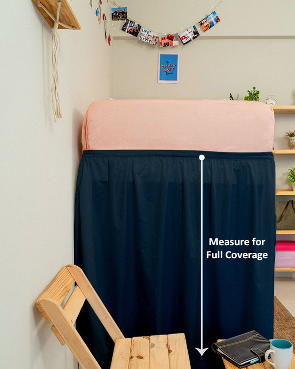 Flowyfrills– Microfiber Gathered Bed Skirt for Dorms - Navy Blue-Bed Skirts-Shreem Linen-Slumber Sphere
