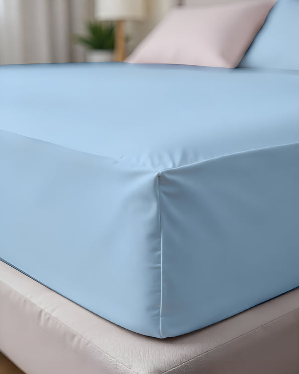 Royal Dreams, Extra Deep 4 Piece Cotton Sheet Set- Light Blue