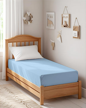 Ultra-fine Microfiber 1 Piece Sky Calm Cot Fitted Sheet – Light Blue