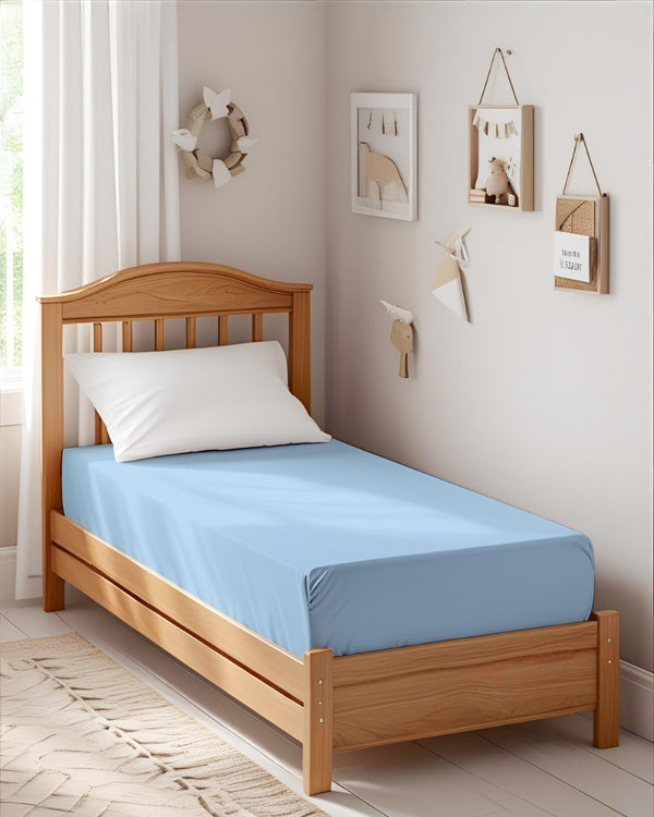 Ultra-fine Microfiber 1 Piece Sky Calm Cot Fitted Sheet – Light Blue