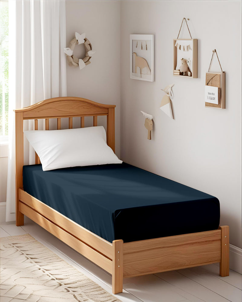 Ultra-fine Microfiber 1 Piece Midnight Luxe Cot Fitted Sheet – Navy Blue