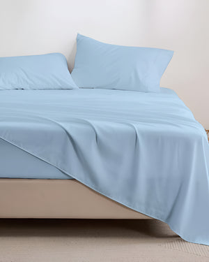 Crescendo Giza Cotton 4 Piece Sheet Set - Light Blue