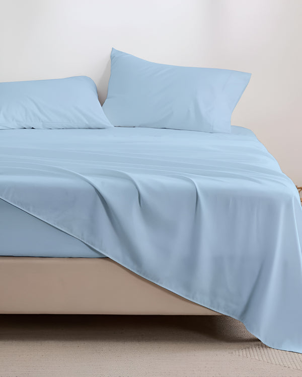 Crescendo Giza Cotton 4 Piece Sheet Set - Light Blue