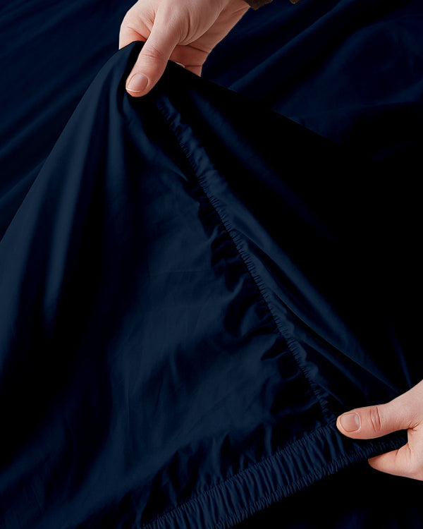 Oceanbreeze Premium Cotton 4 Piece Sheets Set for Waterbeds - Navy Blue