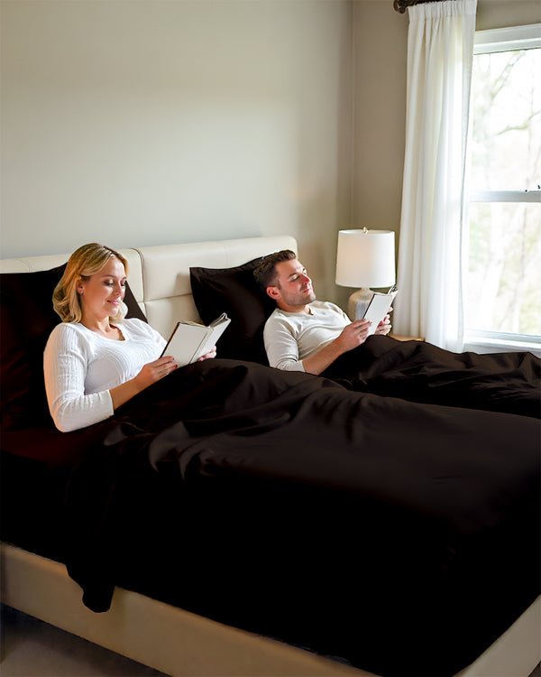 Snowy Giza Split Bed 5 Piece Sheet Set - Chocolate
