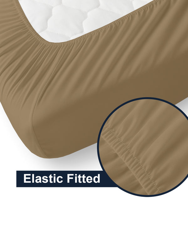 CloudLuxe – Sateen Finish Egyptian Cotton 4 Piece Cot Bedding Set - Taupe