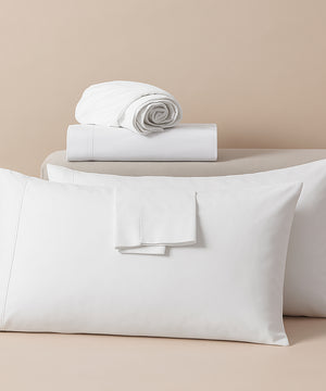 LuxeLayer Giza Cotton 4 Piece Cot Sheet Set - White