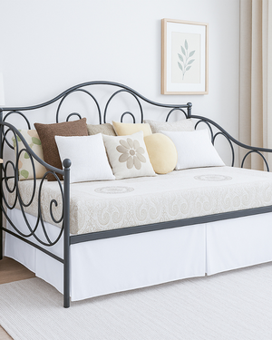 Luxe Pleated Microfiber 1 Piece Daybed Skirt- White-Bed Skirts-Shreem Linen-Slumber Sphere