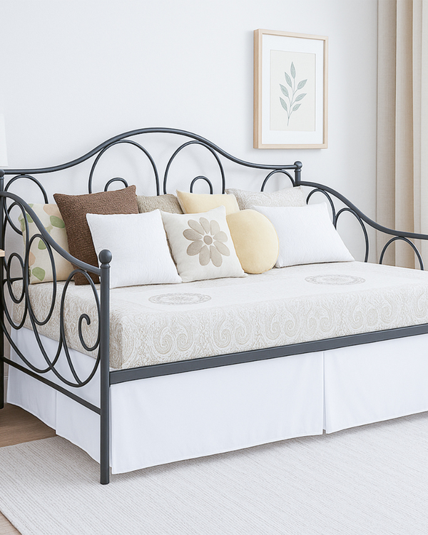 Luxe Pleated Microfiber 1 Piece Daybed Skirt- White-Bed Skirts-Shreem Linen-Slumber Sphere