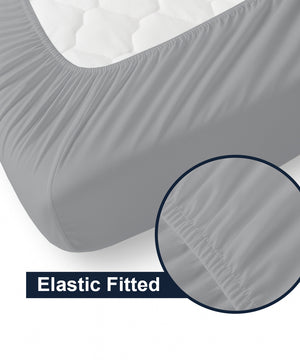 CloudLuxe – Sateen Finish Egyptian Cotton 4 Piece Cot Bedding Set - Light Gray