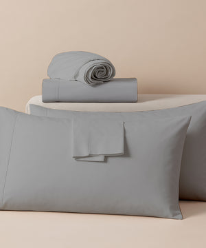 LuxeLayer Giza Cotton 4 Piece Cot Sheet Set - Light Gray